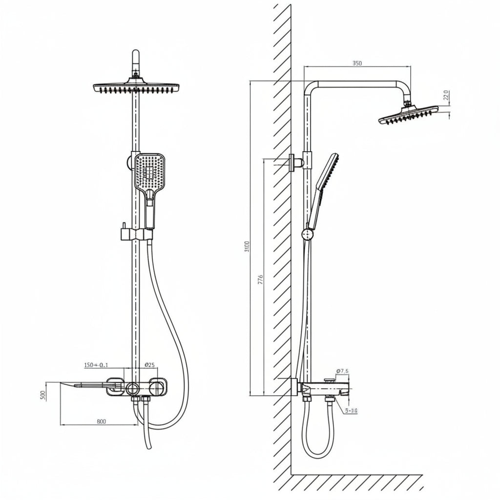 BLIOTE Waterfall Shower Set bathroom shower system, image 7
