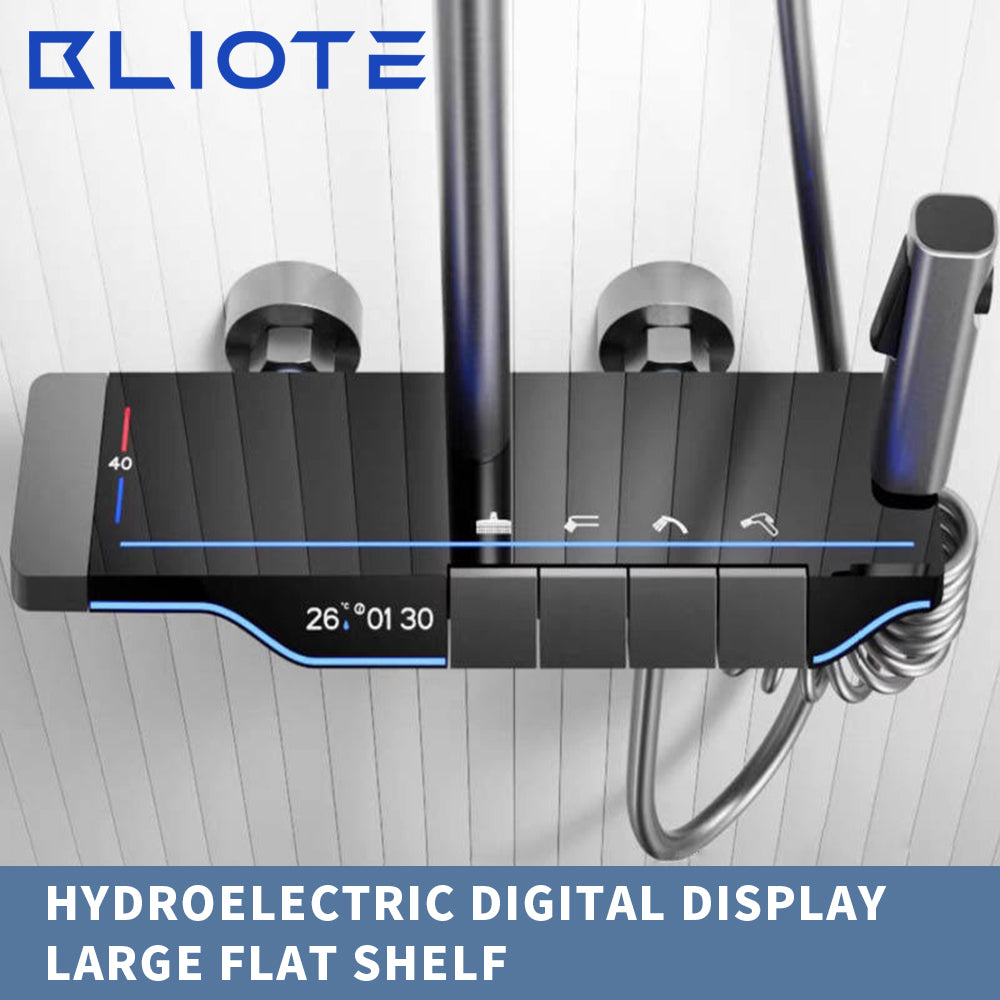 BLIOTE Luminous Digital Display Shower shower system installed view