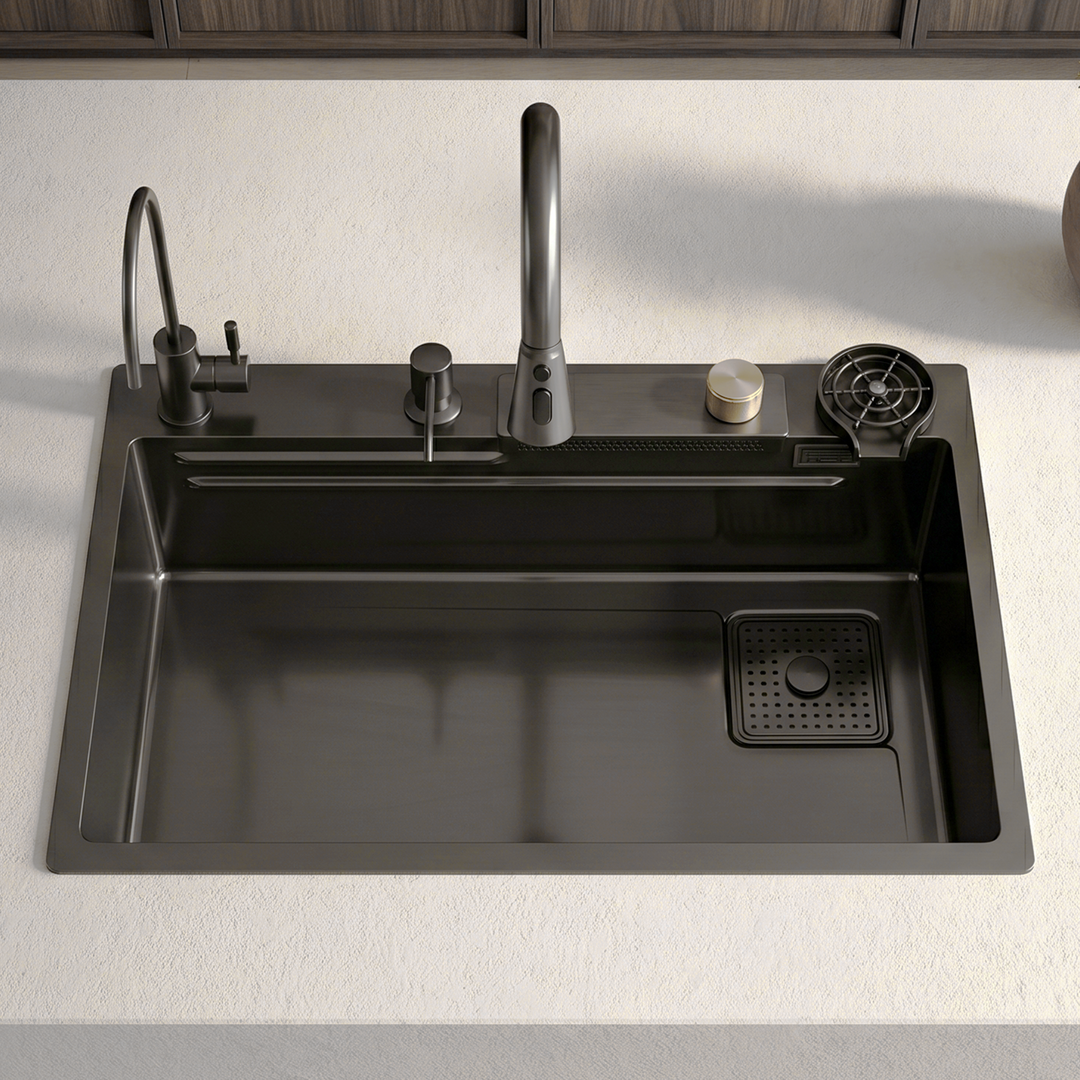 BLIOTE Waterfall Kitchen Sink kitchen sink installed view