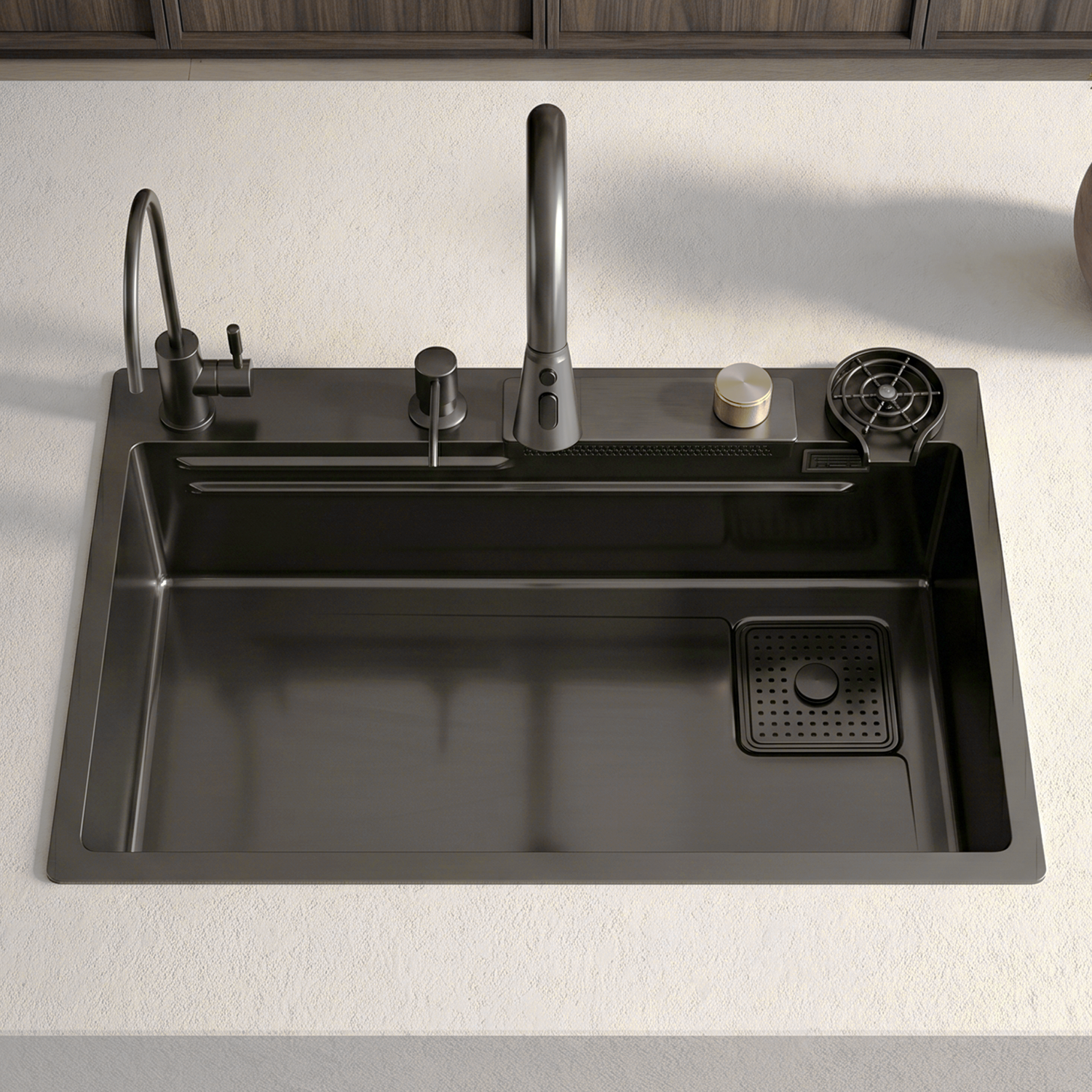 BLIOTE Waterfall Kitchen Sink kitchen sink installed view