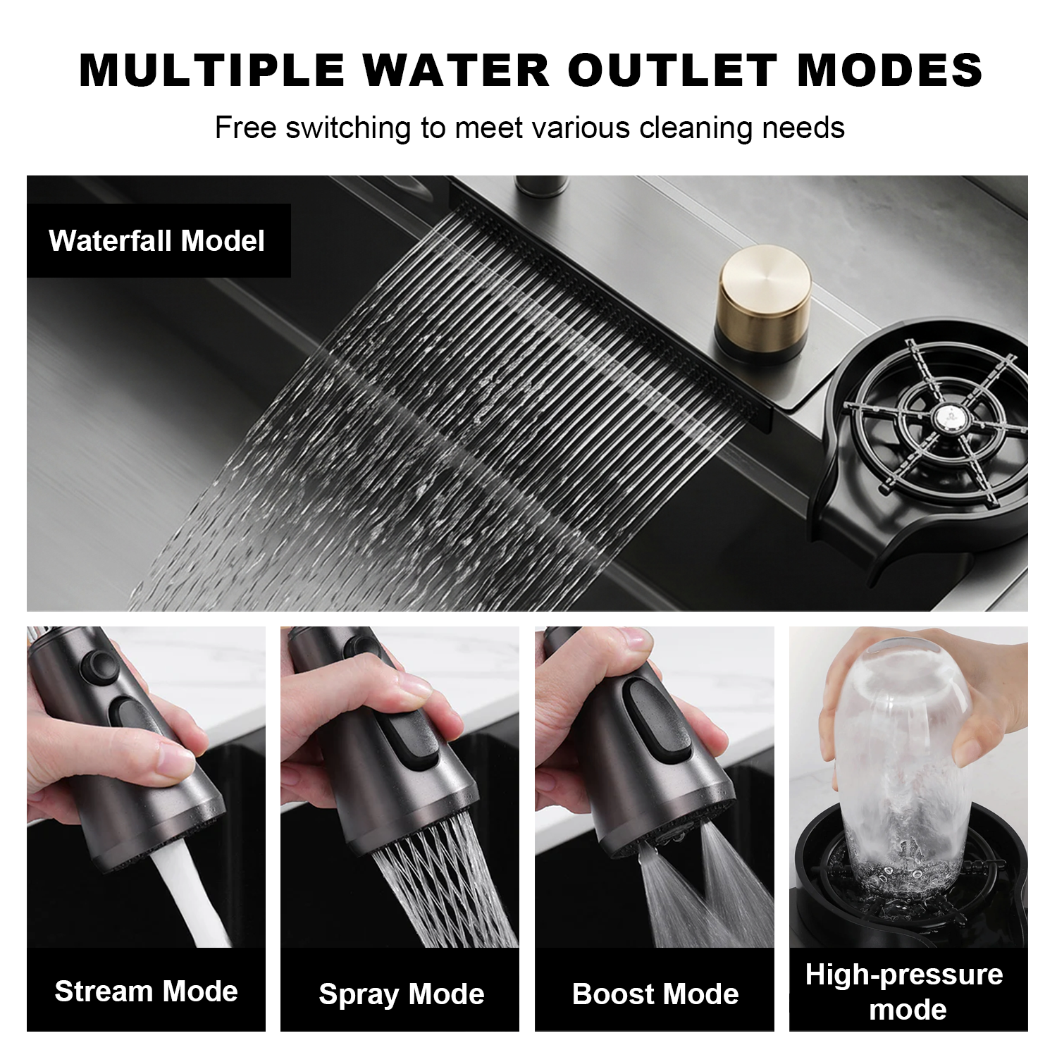BLIOTE Premium Waterfall Sink kitchen sink fixture, image 3
