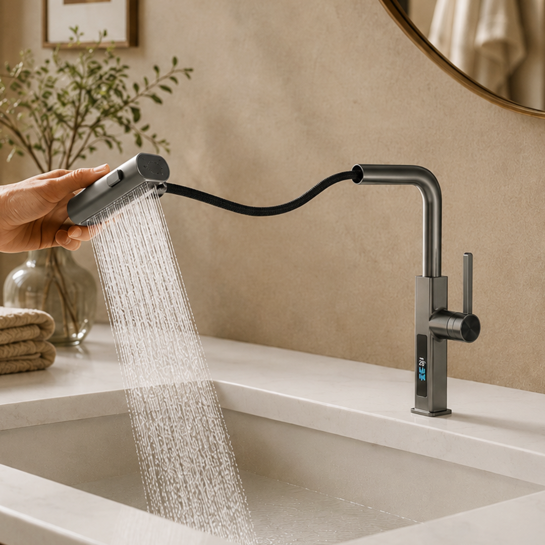 BLIOTE 360 Rotating Digital Tap faucet installed view