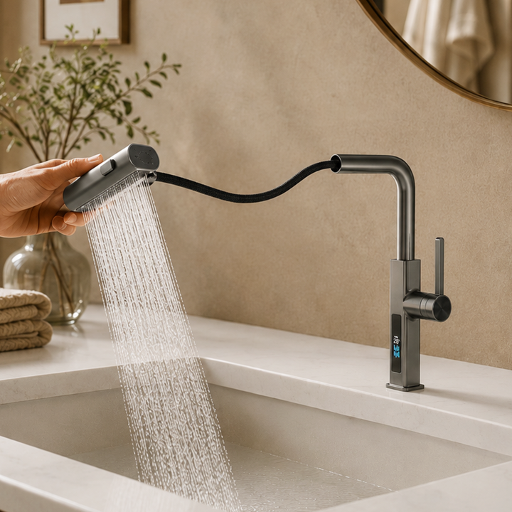 BLIOTE 360 Rotating Digital Tap faucet installed view