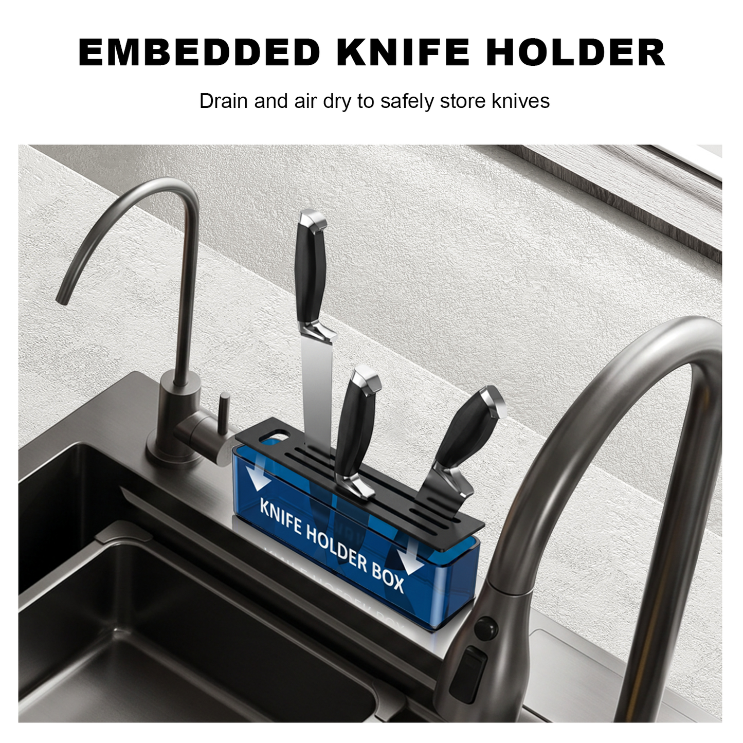 BLIOTE Waterfall Workstation Kitchen Sink Set With Digital Temperature Display and Knife Holder kitchen sink fixture,...