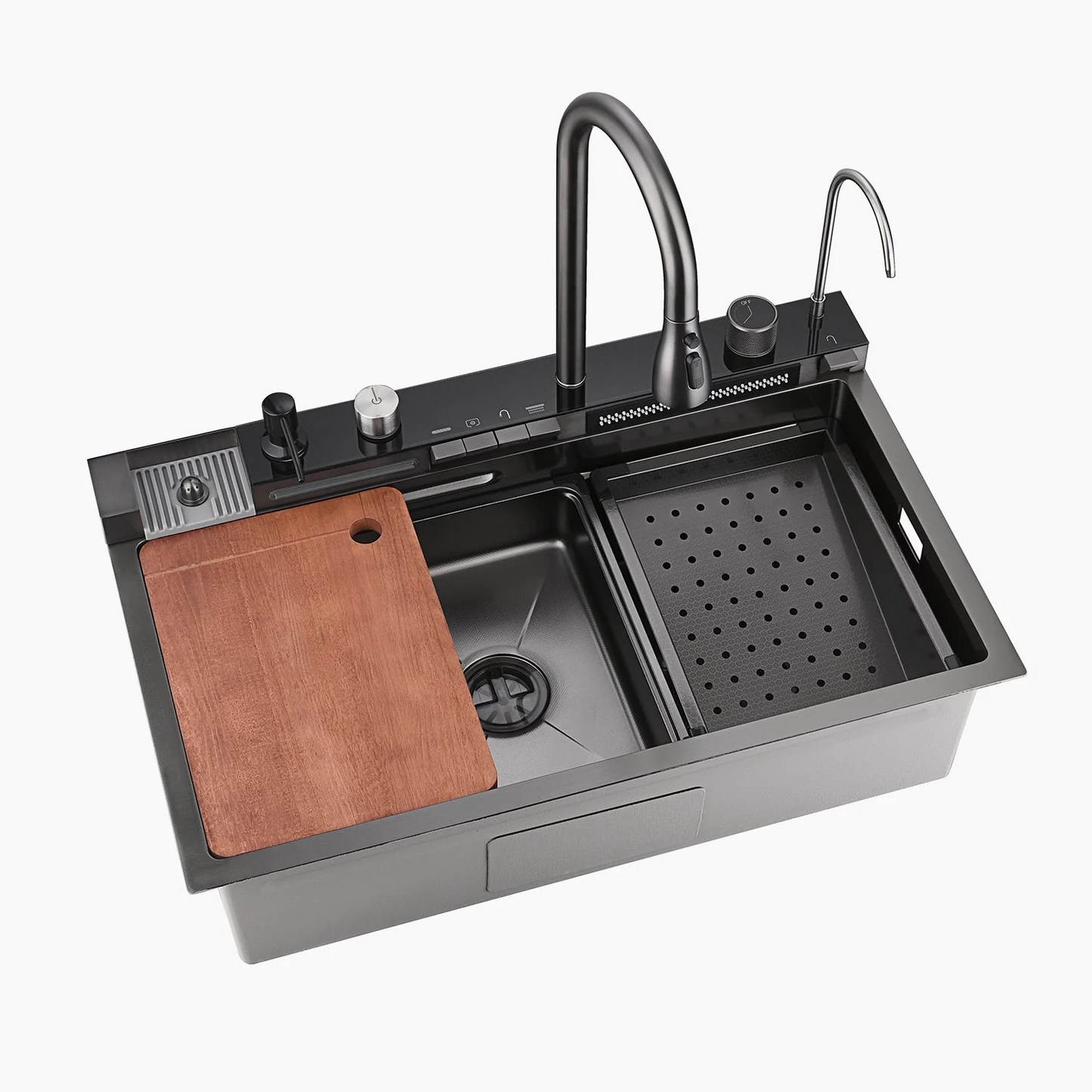 Bliote™ Wasserfall-Arbeitsplatz-Küchenspülen-Set mit digitaler Temperaturanzeige