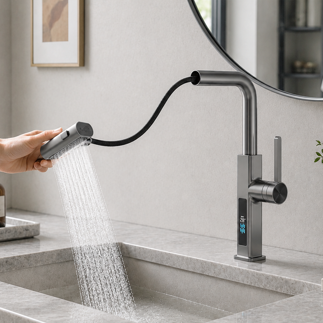 BLIOTE 360 Rotating Digital Tap faucet installed view