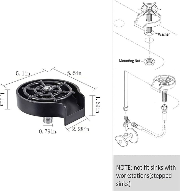 BLIOTE Automatic Cup Washer glass rinser installation detail