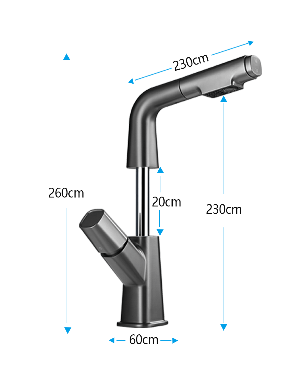 BLIOTE Kitchen Tap faucet dimensions and details