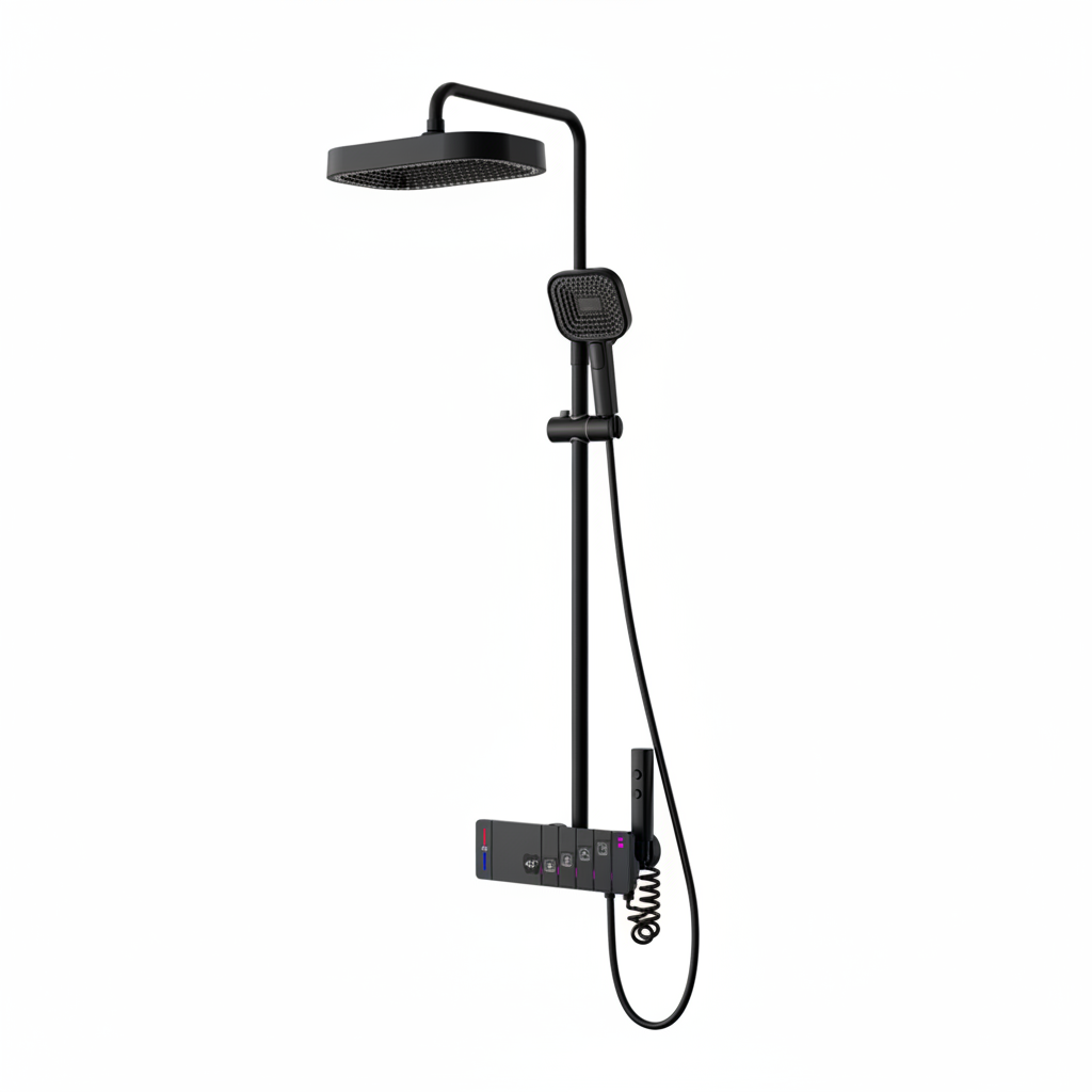 BLIOTE Piano Key Shower Set shower system installed view