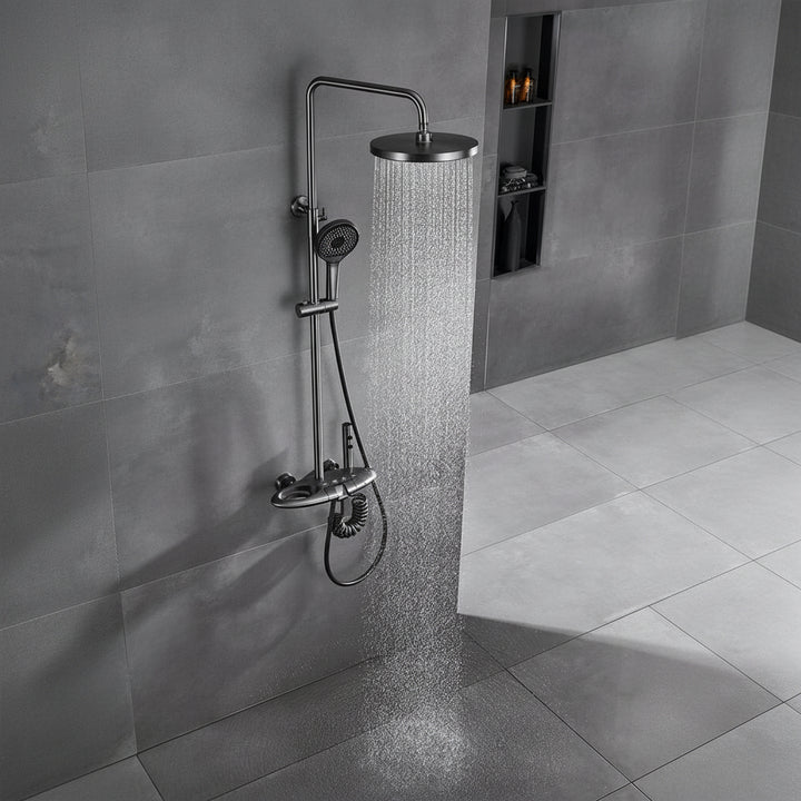 BLIOTE UFO Thermostatic Shower System shower system installed view
