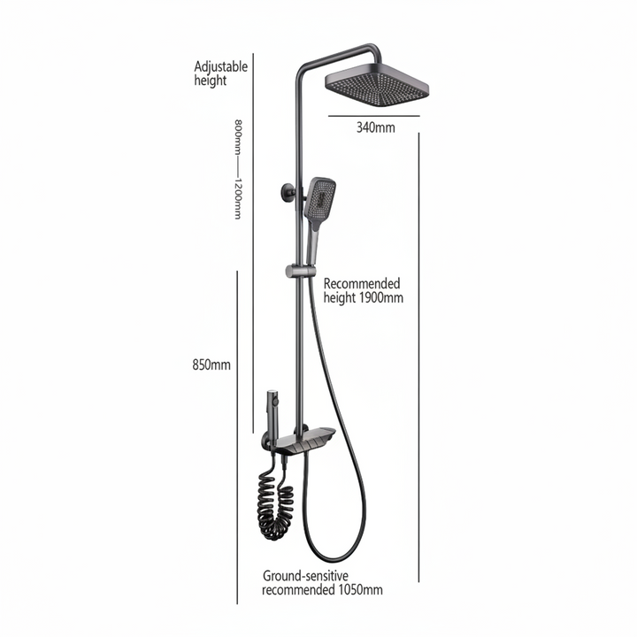BLIOTE Thermostatic Shower Set shower system in use