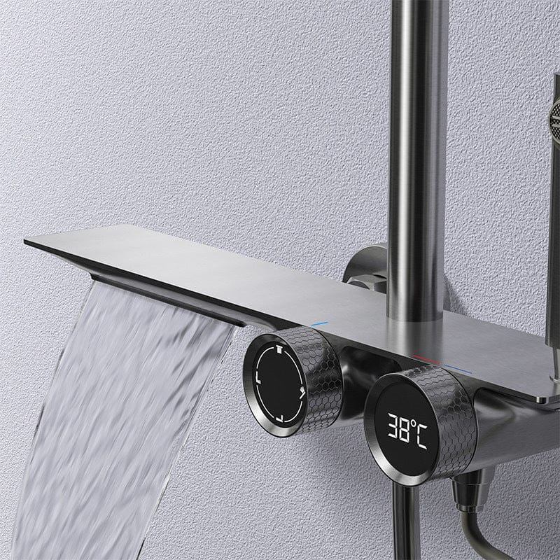 BLIOTE Waterfall Shower Set shower system installed view